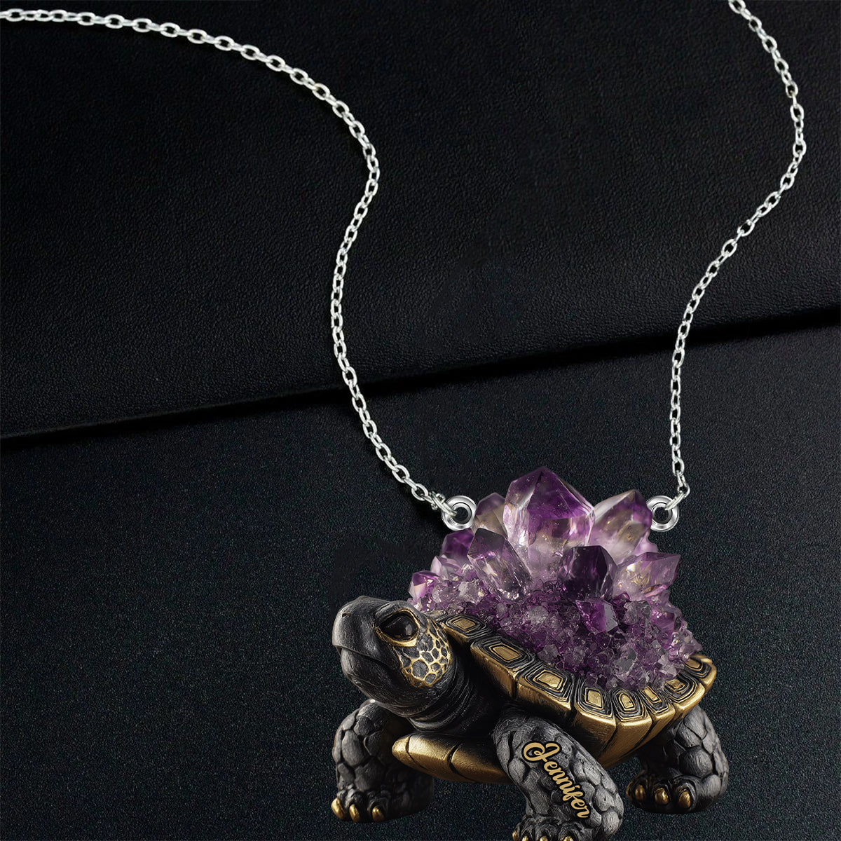 Améthyste/Quartz rose/Rubis/... Style Tortue - Collier pendentif tortue personnalisé