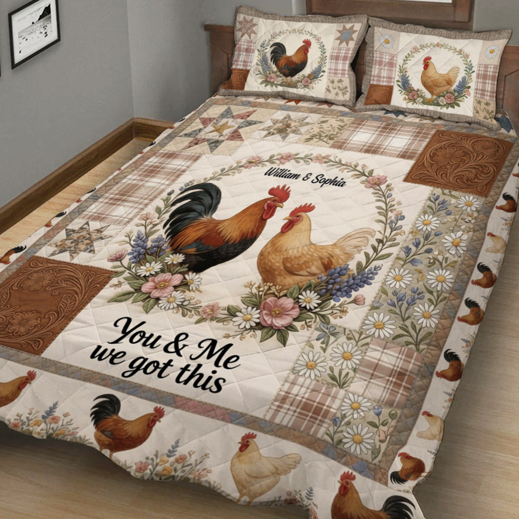 You & Me We Got This - Personalized Chicken Quilt Set