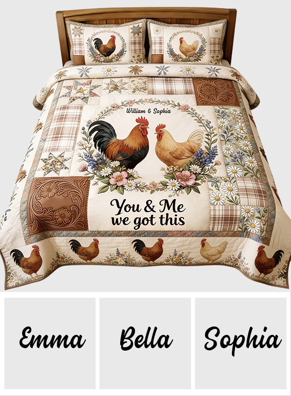 You & Me We Got This - Personalized Chicken Quilt Set
