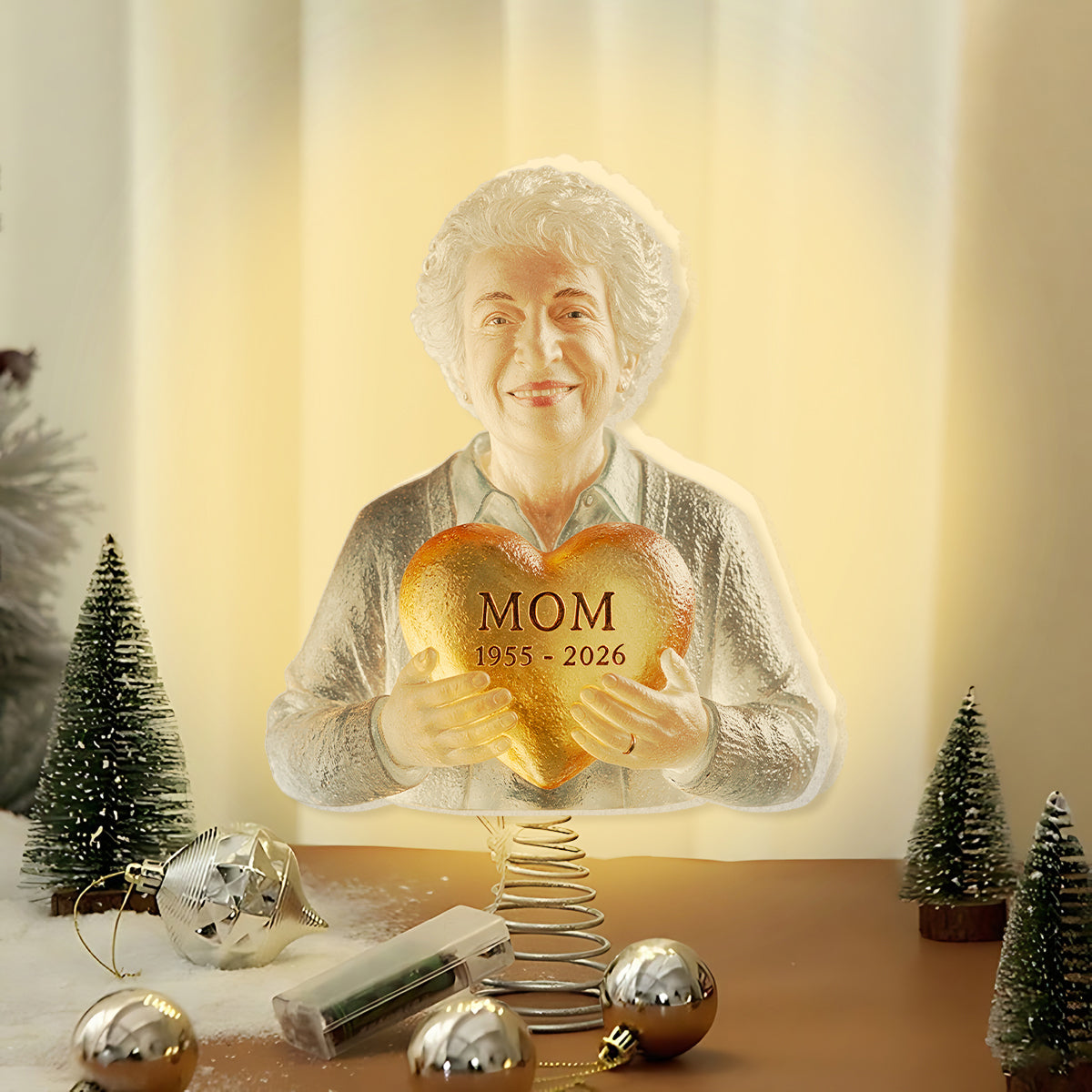 Rest In Peace - Personalized Memorial LED Light Tree Topper