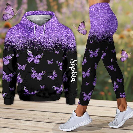 J'adore les papillons - Sweat à capuche et legging personnalisés papillons