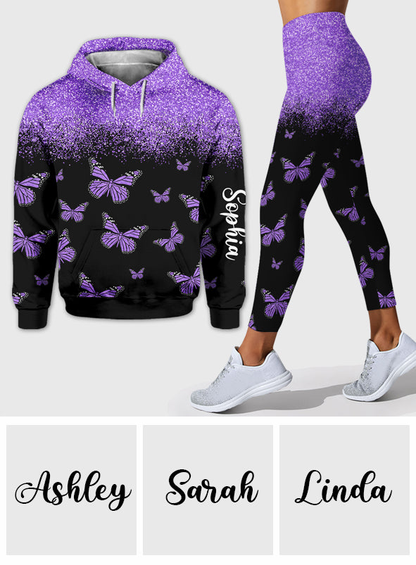 J'adore les papillons - Sweat à capuche et legging personnalisés papillons