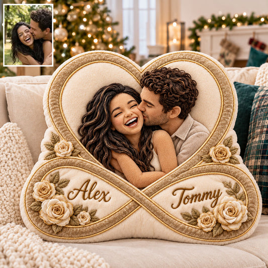 I Love You For Infinity Couple Gift - Personalized Couple Premium Faux Fur Pillow
