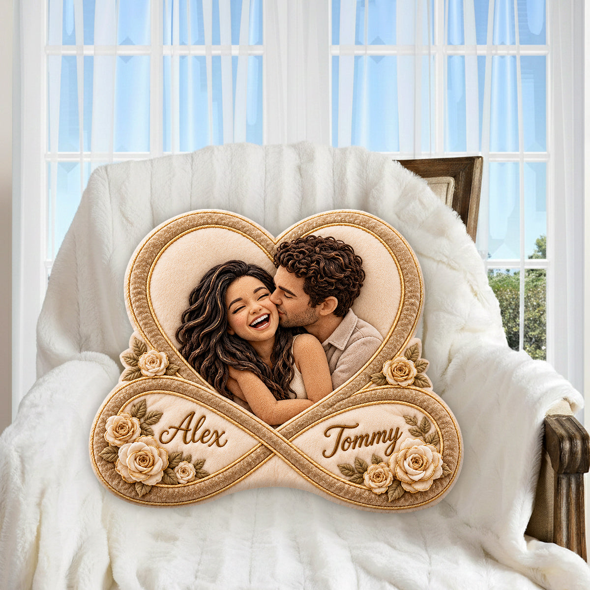 I Love You For Infinity Couple Gift - Personalized Couple Premium Faux Fur Pillow