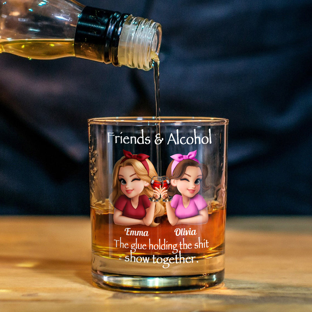 Friends & Alcohol - Personalized Best Friend Whiskey Glass