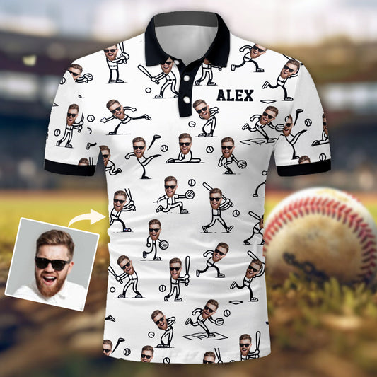 Cadeau pour papa, mari, fils fan de baseball... - Polo de baseball personnalisé