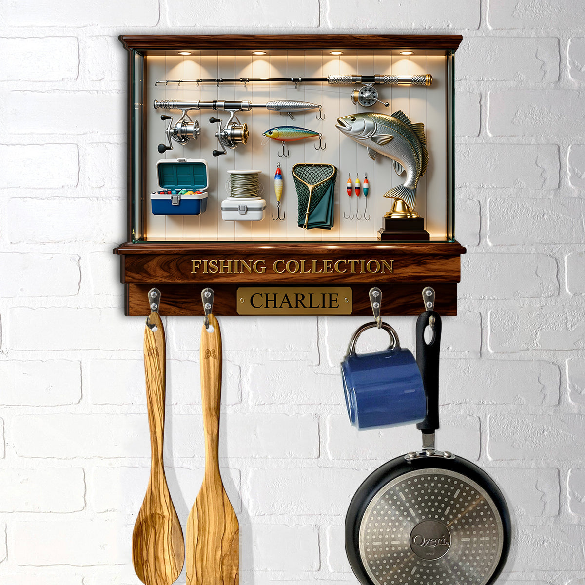 Love Fishing - Personalized Fishing Custom Shaped Hanging Rack
