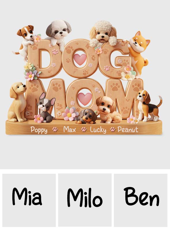 Maman de chien - Plaque acrylique personnalisée en forme de chien