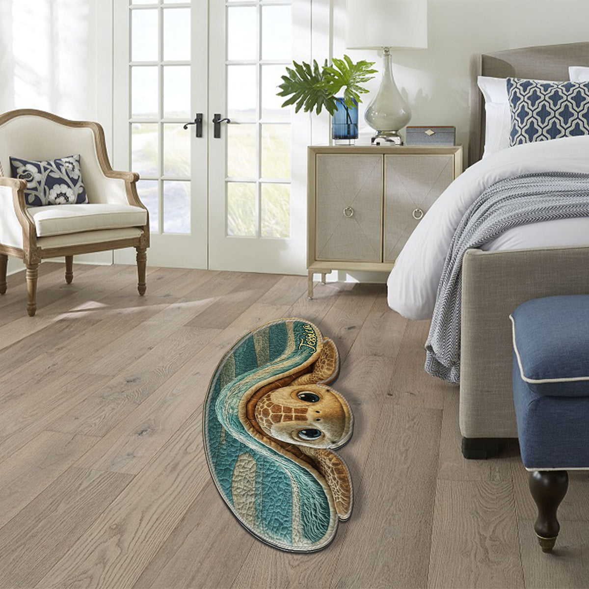 Tapis touffeté antidérapant personnalisé Love Turtle