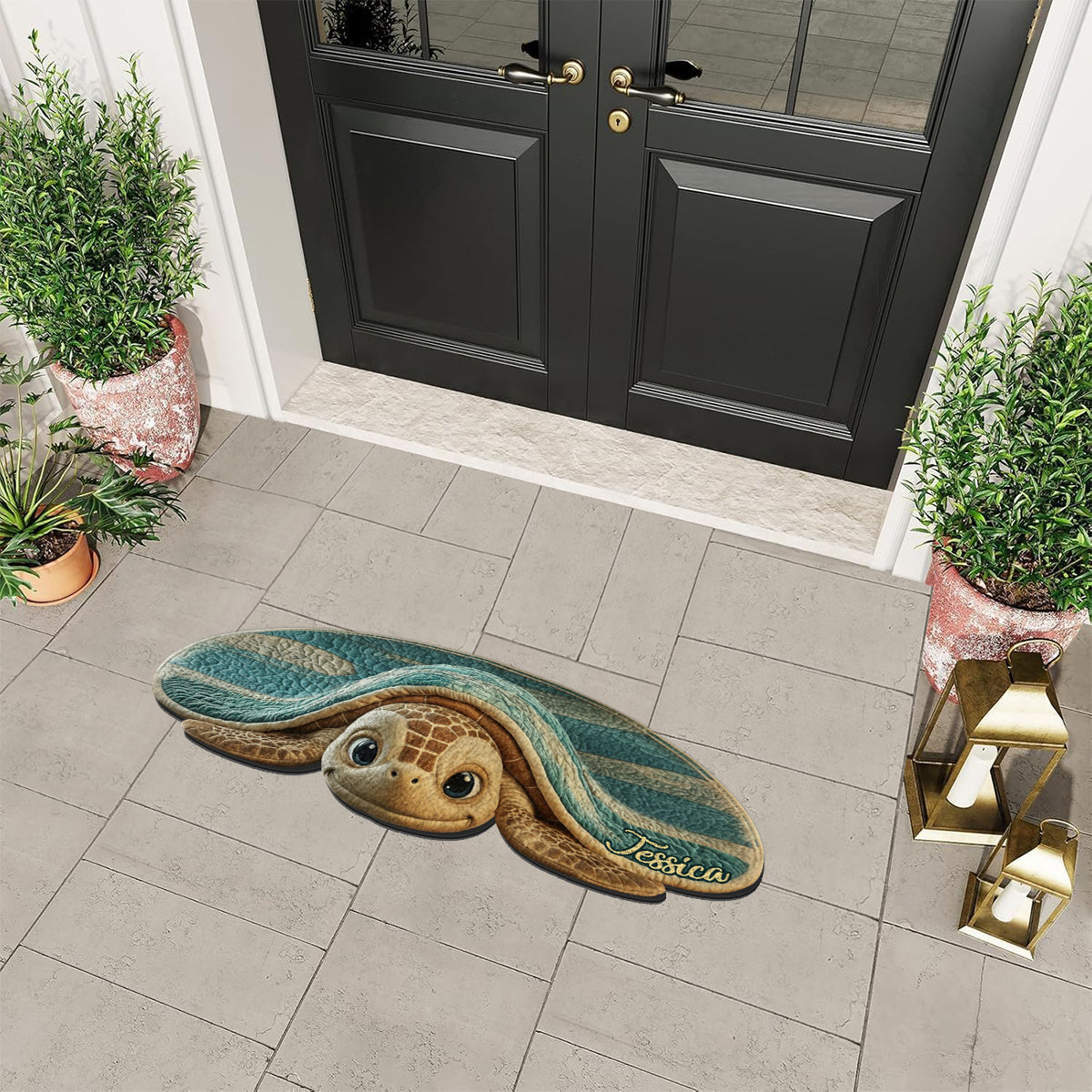 Tapis touffeté antidérapant personnalisé Love Turtle