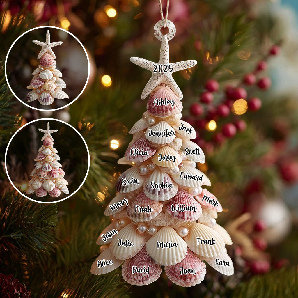 Sapin de Noël coquillage - Ornement familial personnalisé