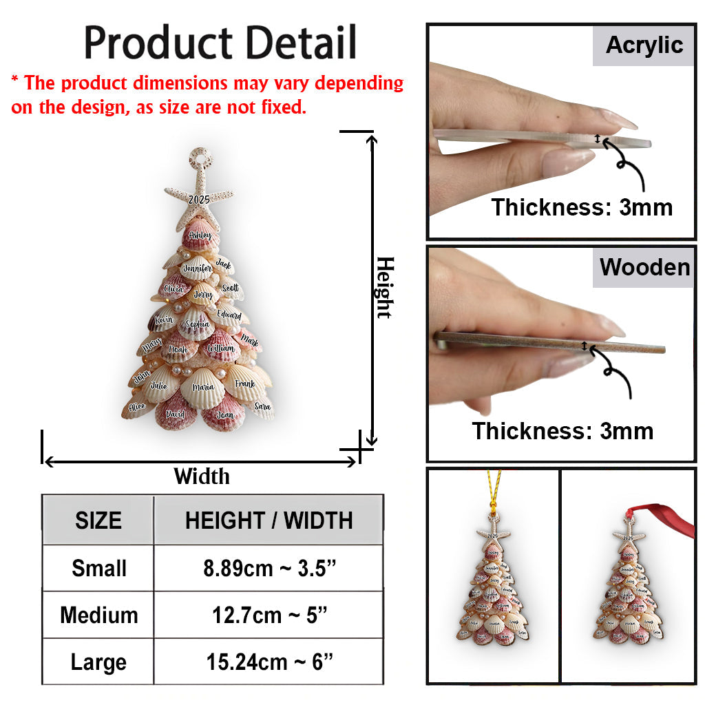 Sapin de Noël coquillage - Ornement familial personnalisé