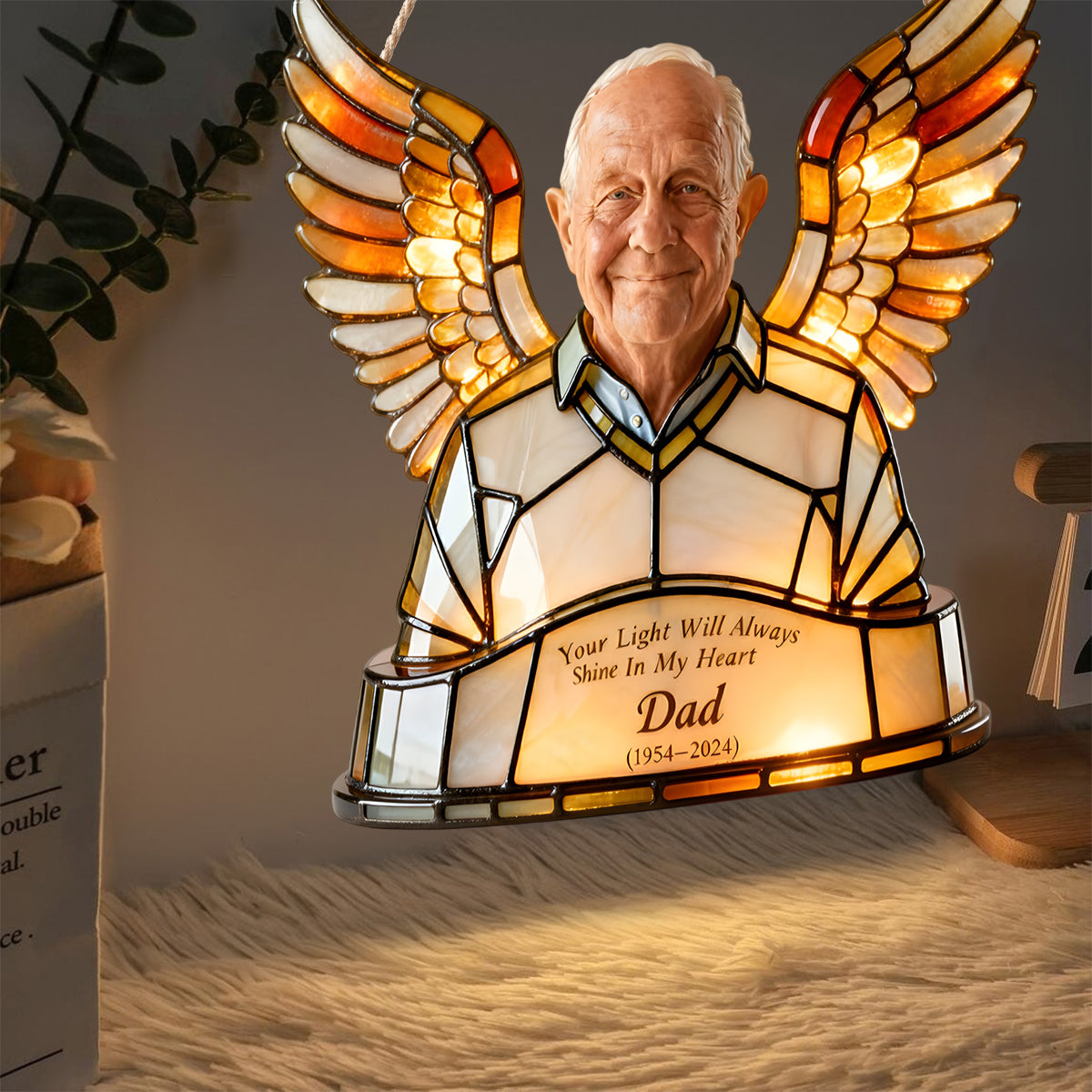 Ta lumière brillera toujours - Plaque commémorative personnalisée à LED en acrylique