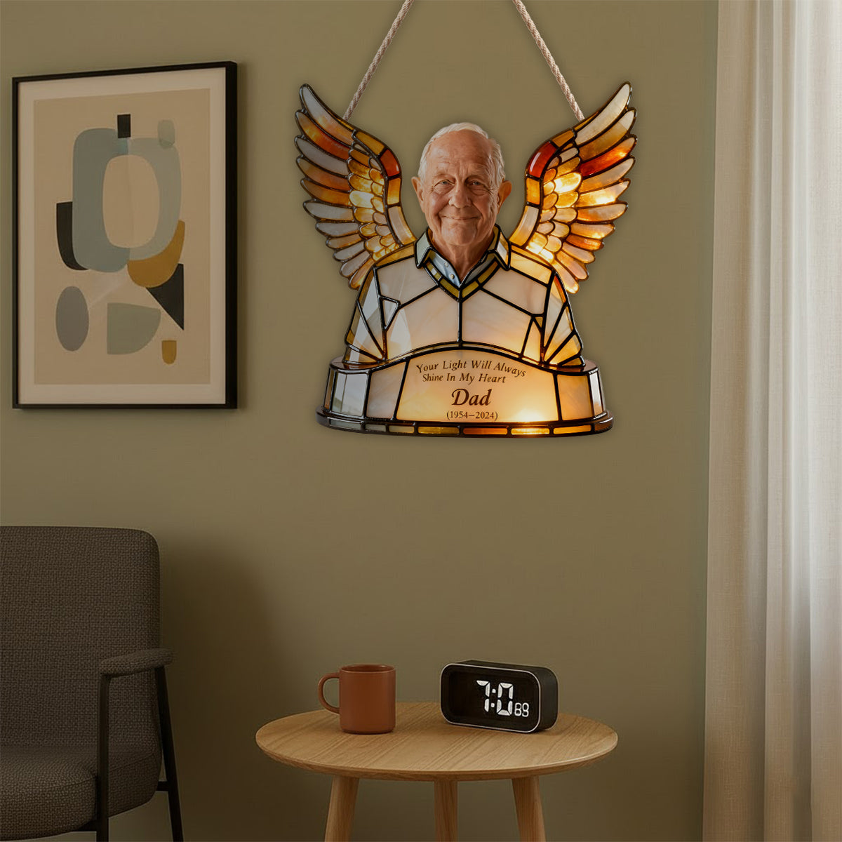 Ta lumière brillera toujours - Plaque commémorative personnalisée à LED en acrylique