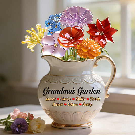 Le jardin de grand-mère - Plaque acrylique personnalisée en forme de grand-mère