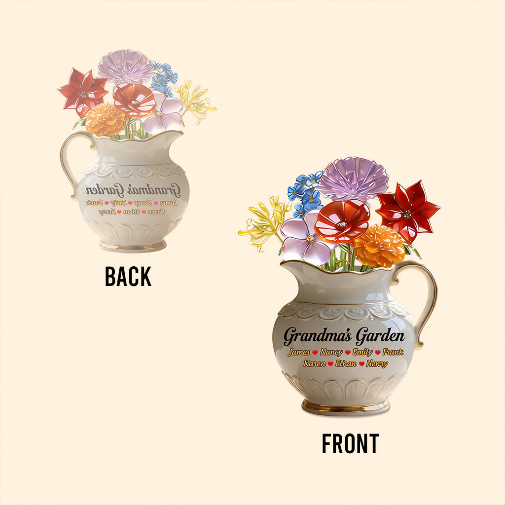 Le jardin de grand-mère - Plaque acrylique personnalisée en forme de grand-mère