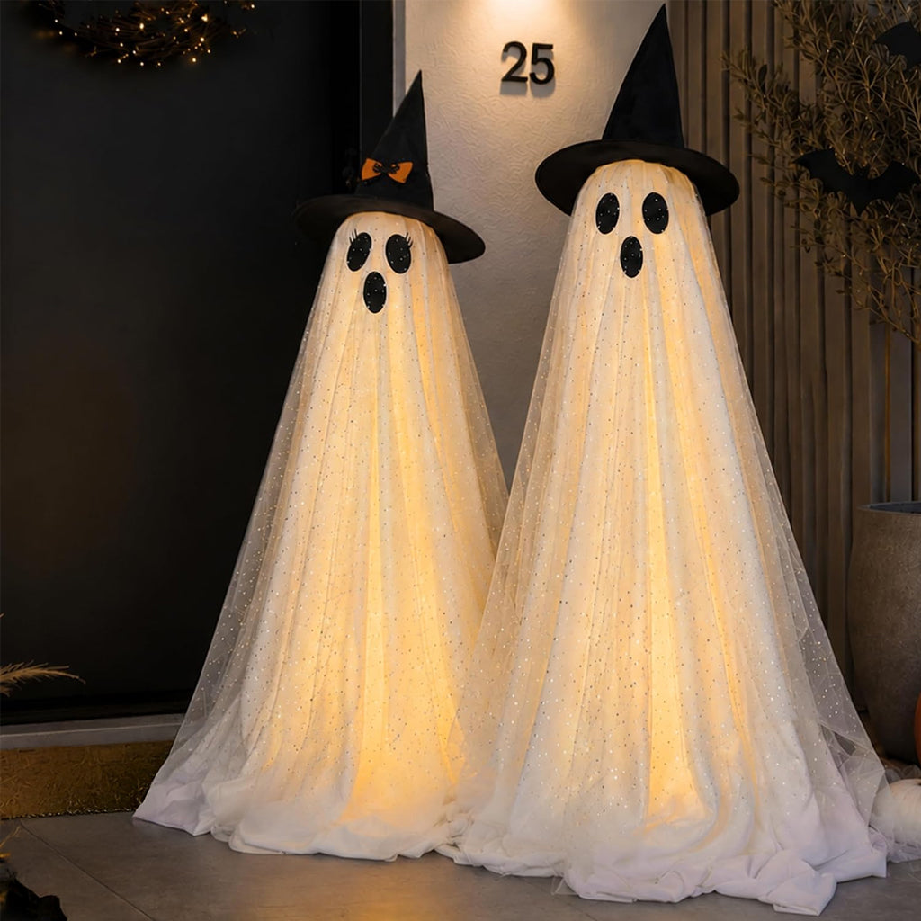 2PCS Glitter Mesh Ghost Light With Remote Control