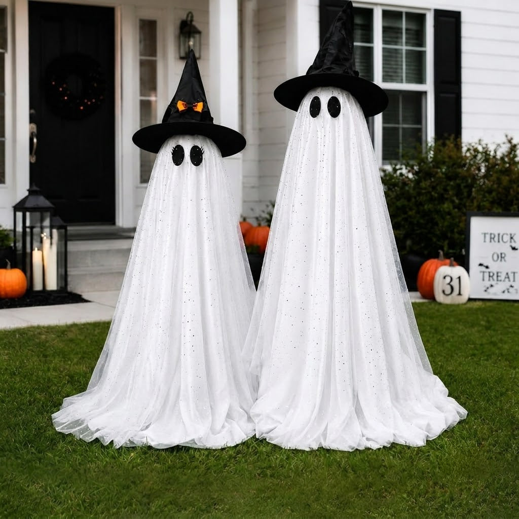 2PCS Glitter Mesh Ghost Light With Remote Control
