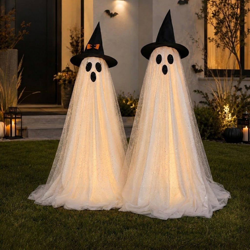 2PCS Glitter Mesh Ghost Light With Remote Control