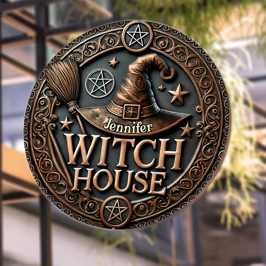 Witch House - Personalized Witch Round Metal Sign