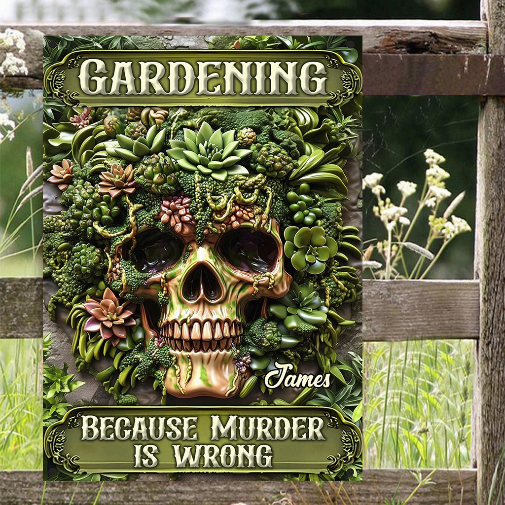 Gift For Gardeners - Personalized Gardening Rectangle Metal Sign