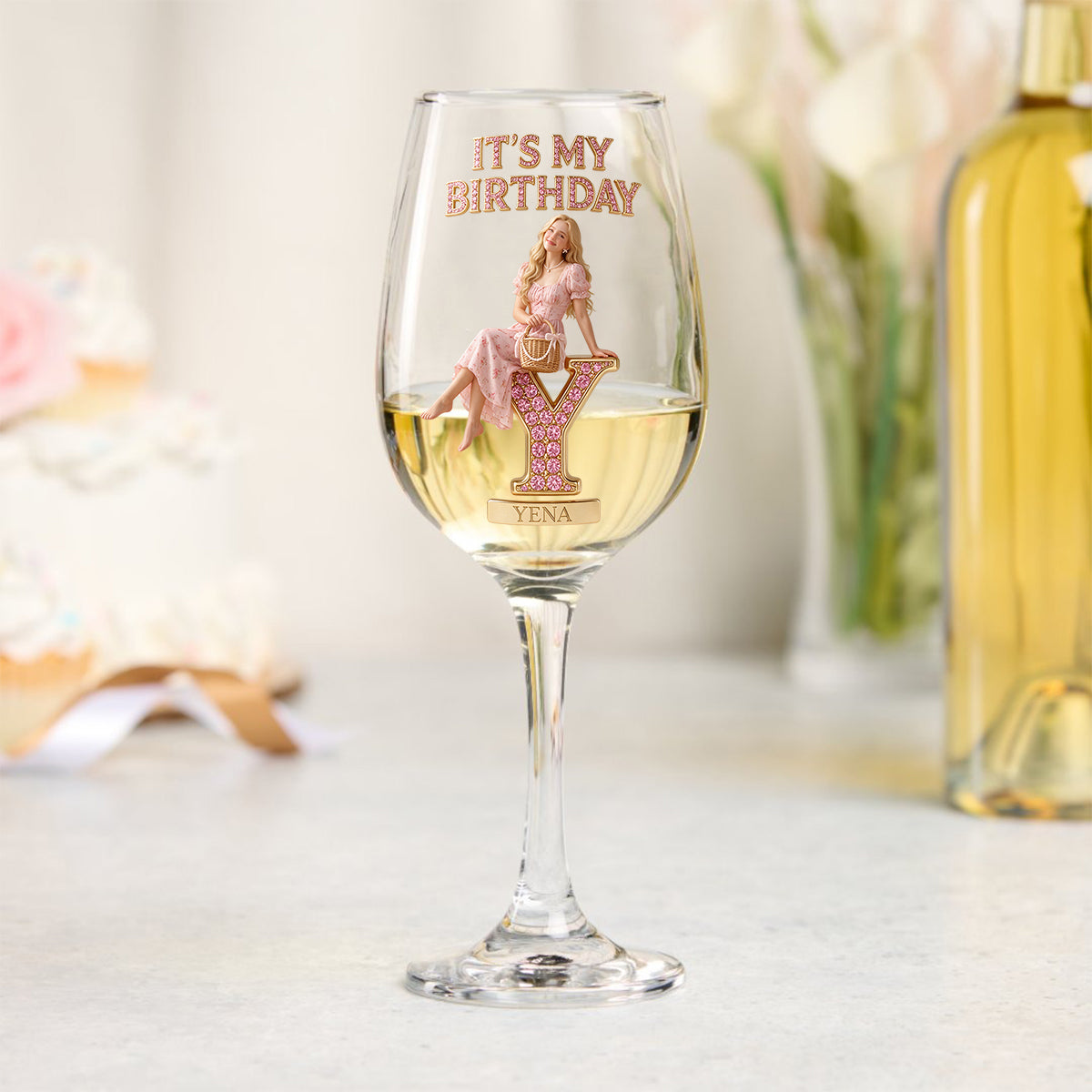 It's My Birthday - Personalized Birthday Wine Glass With Long Stem