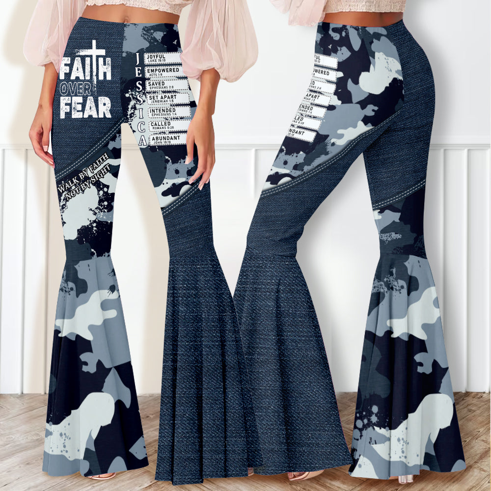 Faith Over Fear - Personalized Christian Flare Leggings