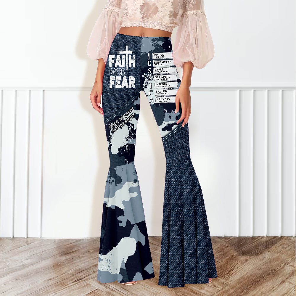 Faith Over Fear - Personalized Christian Flare Leggings