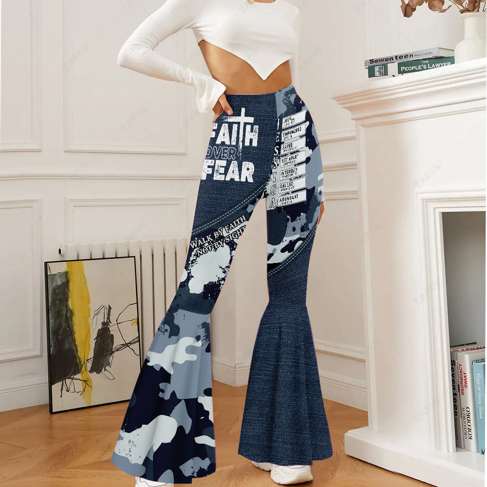Faith Over Fear - Personalized Christian Flare Leggings