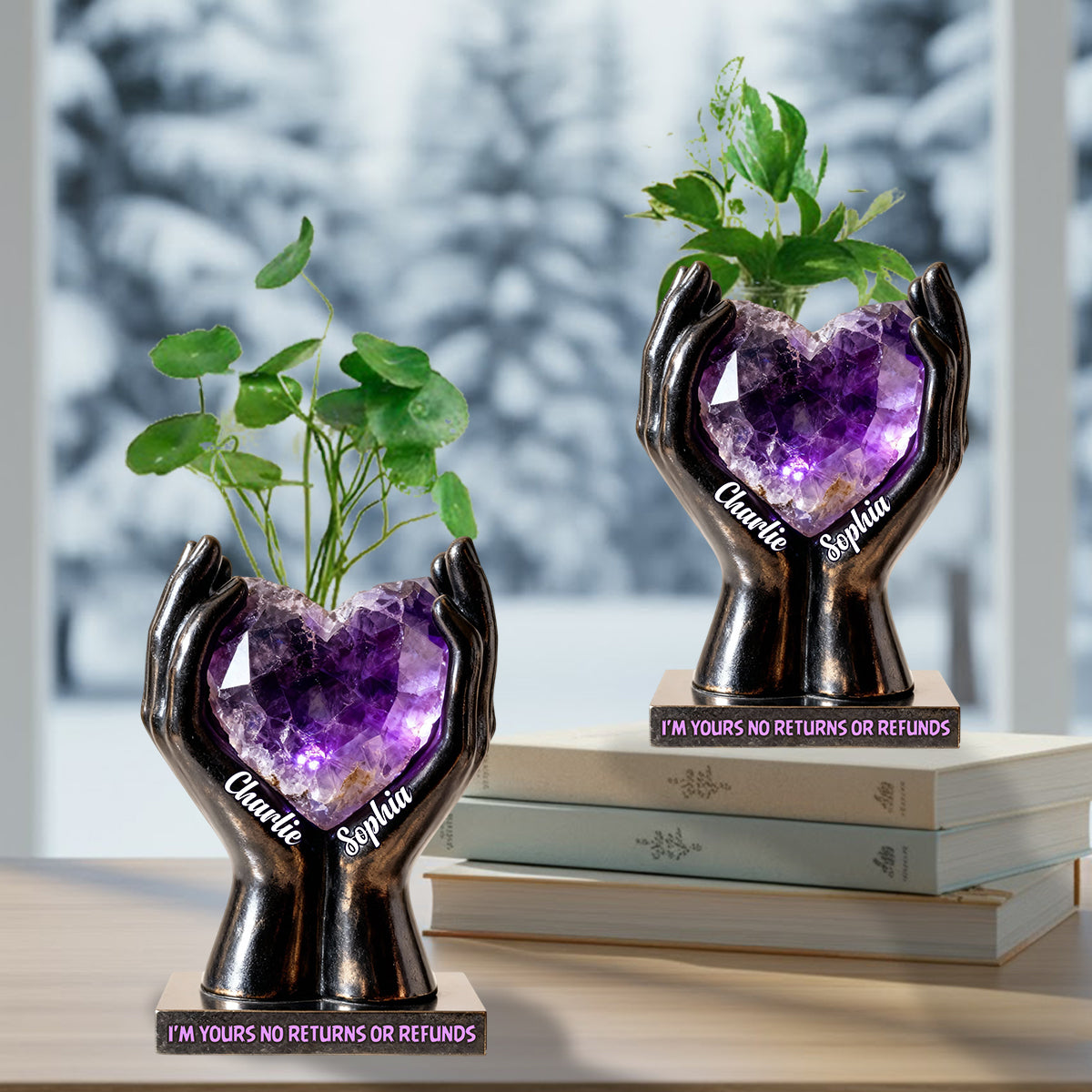 Jusqu'à ce que la mort nous sépare - Vase à fleurs en acrylique personnalisé pour couple, forme sur mesure