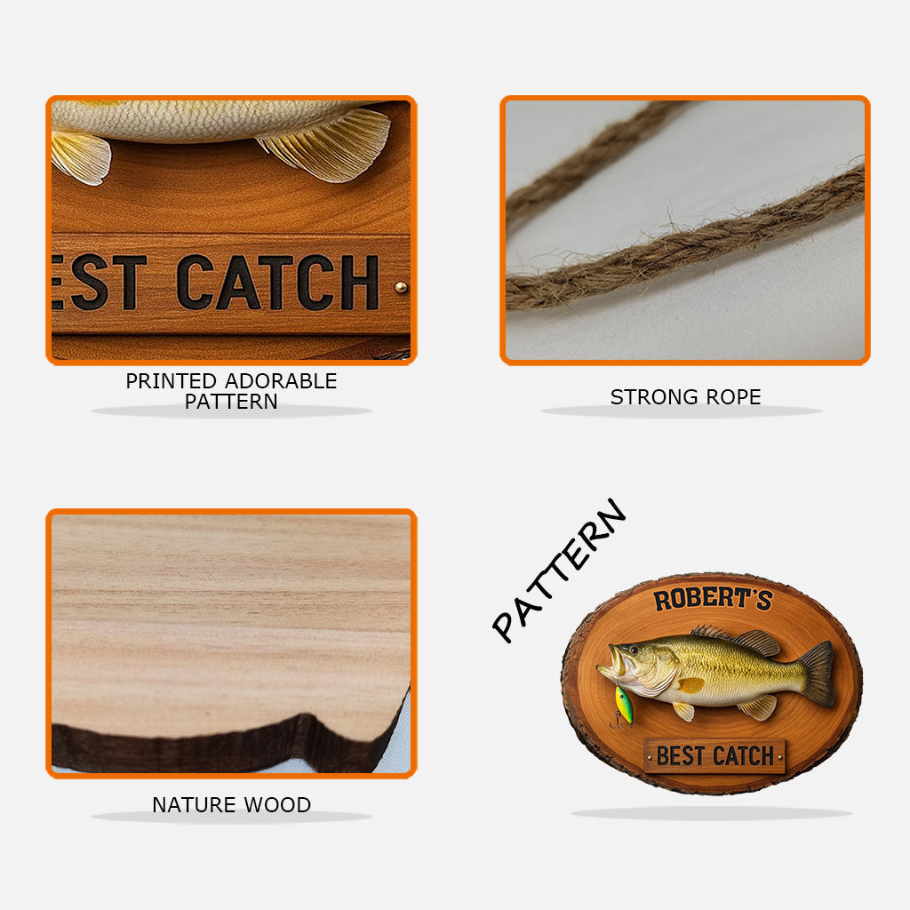 Cadeau pour passionné de pêche, cadeau pour lui/mari..., Meilleure prise - Panneau en bois personnalisé sur le thème de la pêche