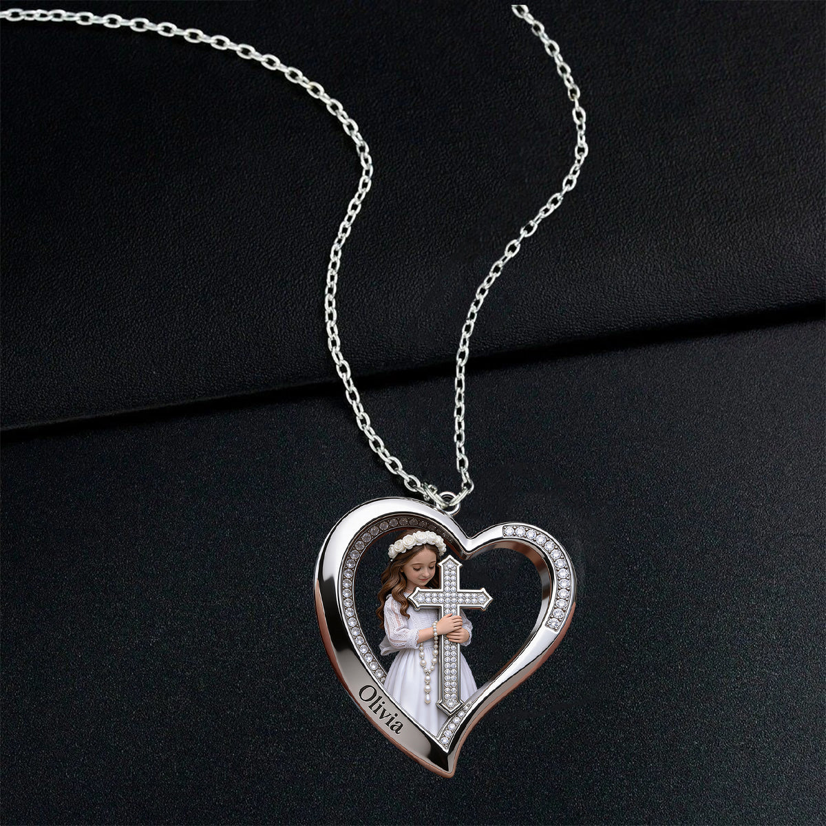 Faith Inspired Heart - Personalized Christian Shaped Metal Pendant Necklace