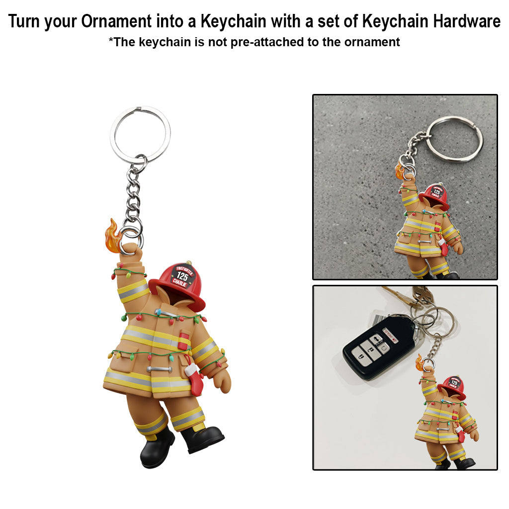 Holiday Firefighter Hero - Personalized Firefighter Transparent Ornament