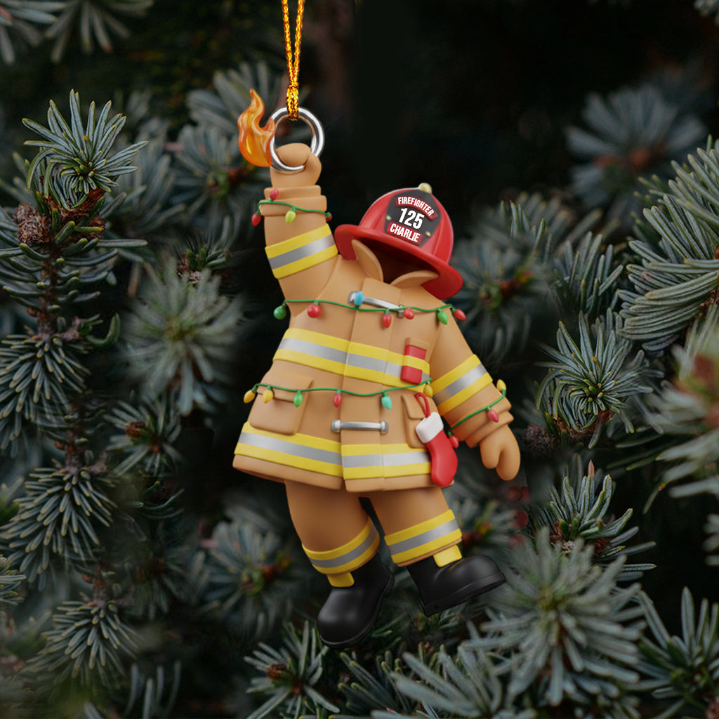 Holiday Firefighter Hero - Personalized Firefighter Transparent Ornament