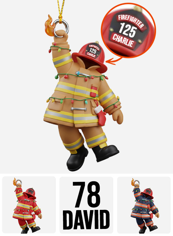 Holiday Firefighter Hero - Personalized Firefighter Transparent Ornament