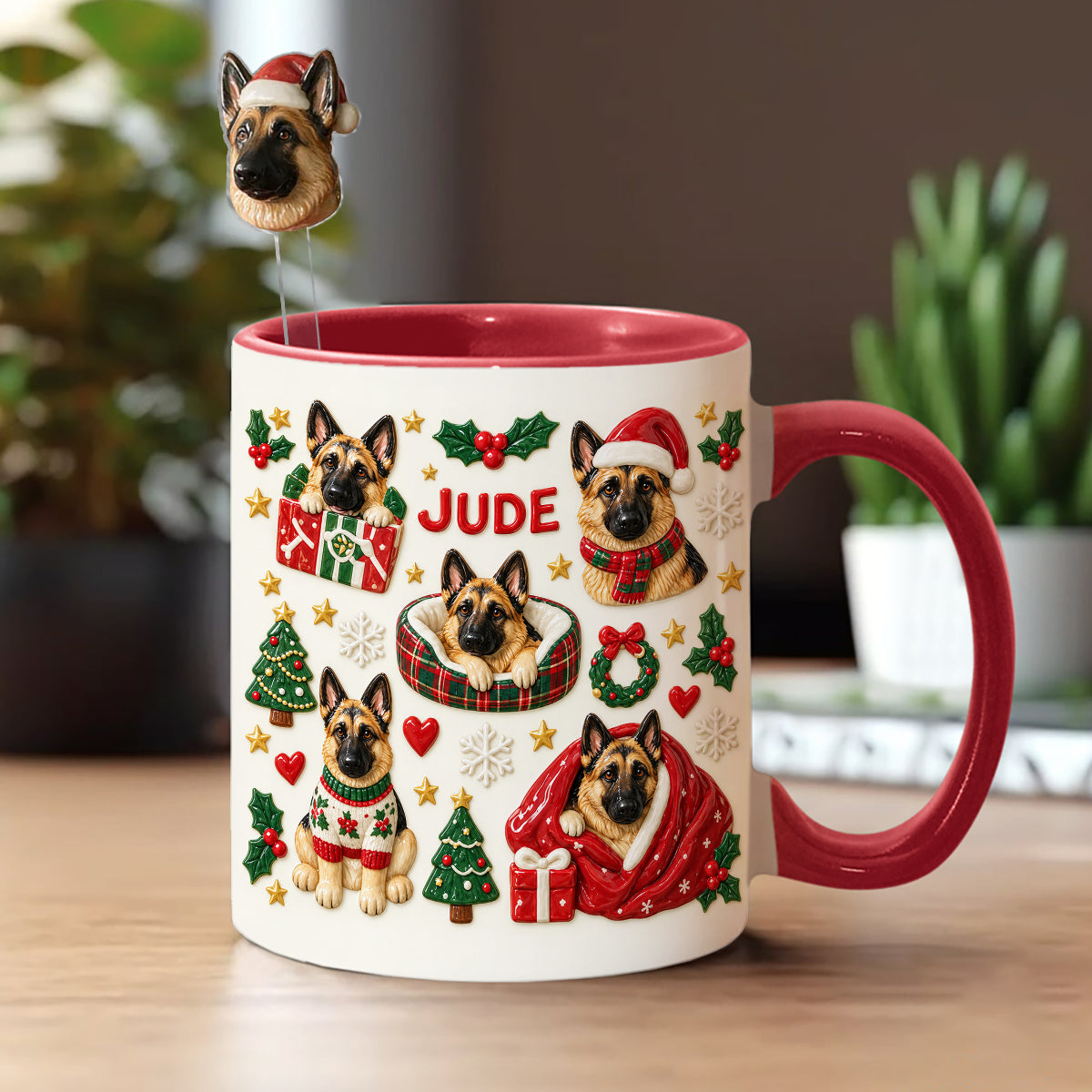 Christmas Time - Personalized Dog Set Accent Mug with Acrylic Stirrers