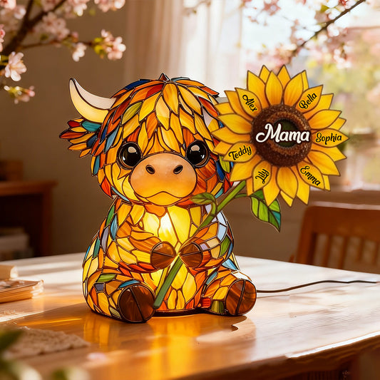 Mama Highland Cow - Personalized Highland Cow Acrylic LED Night Light