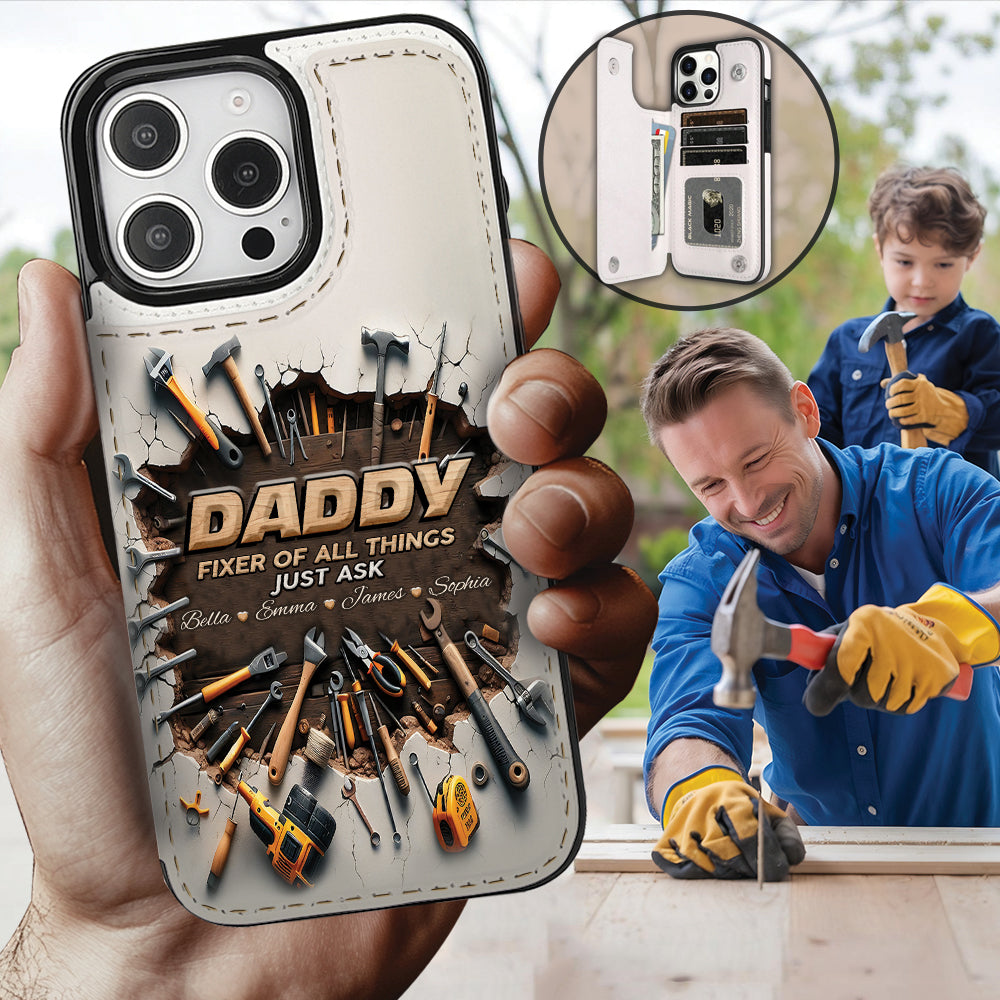 Étui portefeuille pliable personnalisé pour papa, le réparateur de tout -
