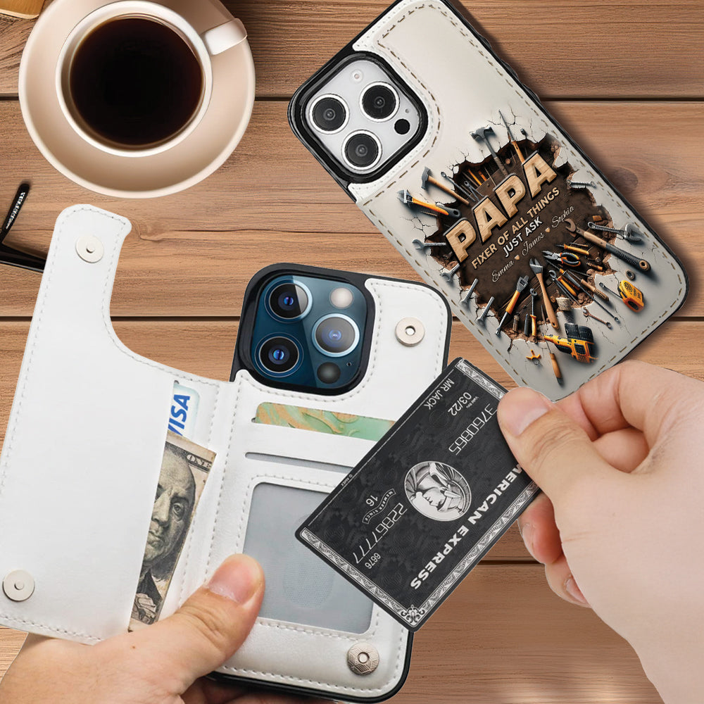Étui portefeuille pliable personnalisé pour papa, le réparateur de tout -