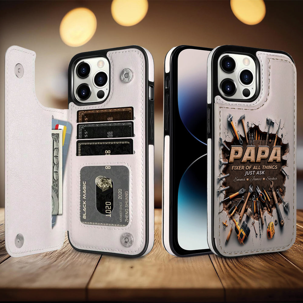 Étui portefeuille pliable personnalisé pour papa, le réparateur de tout -