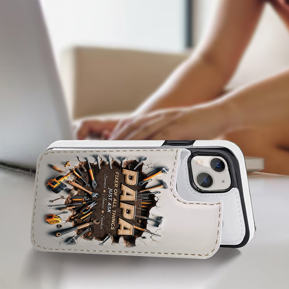 Étui portefeuille pliable personnalisé pour papa, le réparateur de tout -