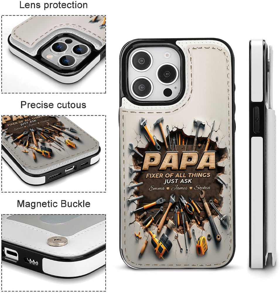 Étui portefeuille pliable personnalisé pour papa, le réparateur de tout -