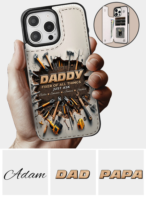Étui portefeuille pliable personnalisé pour papa, le réparateur de tout -