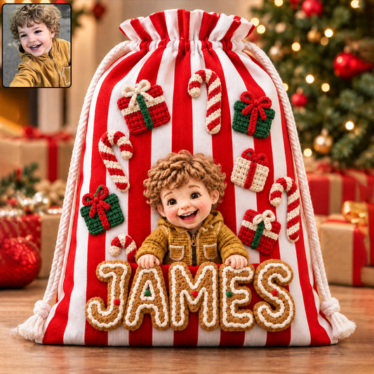 Mystery Christmas Gift Bag Gift For Kids - Personalized Kid Drawstring Tote Bag