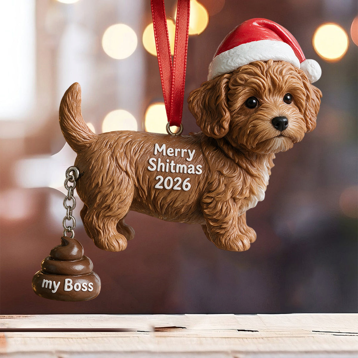 Merry Shitmas - Personalized Dog Ornament With Charm