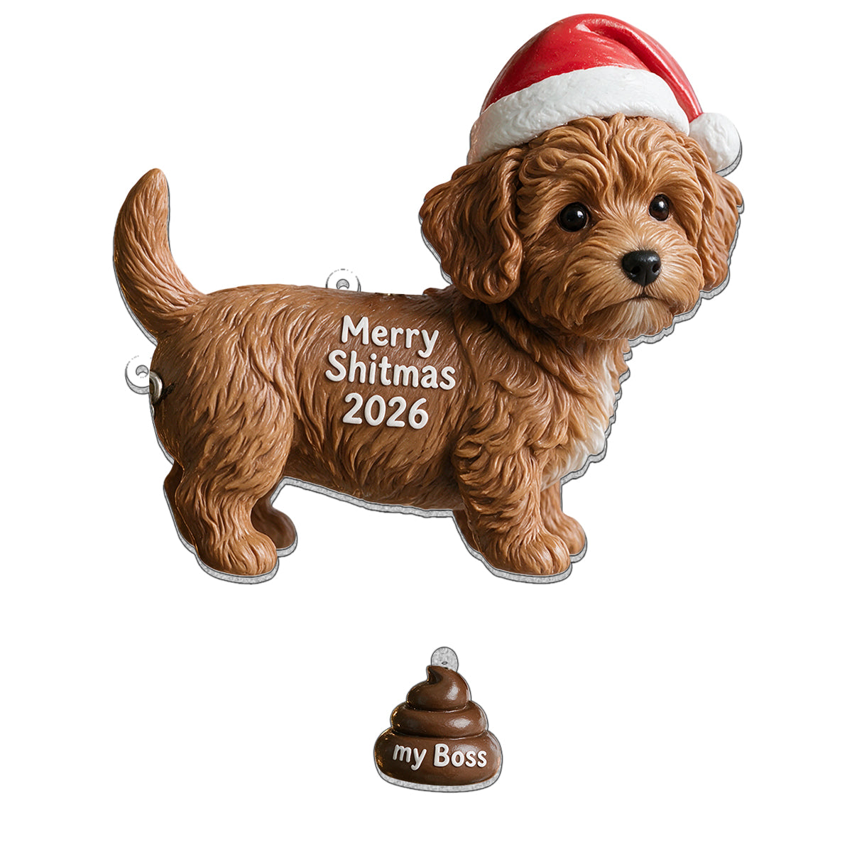 Merry Shitmas - Personalized Dog Ornament With Charm