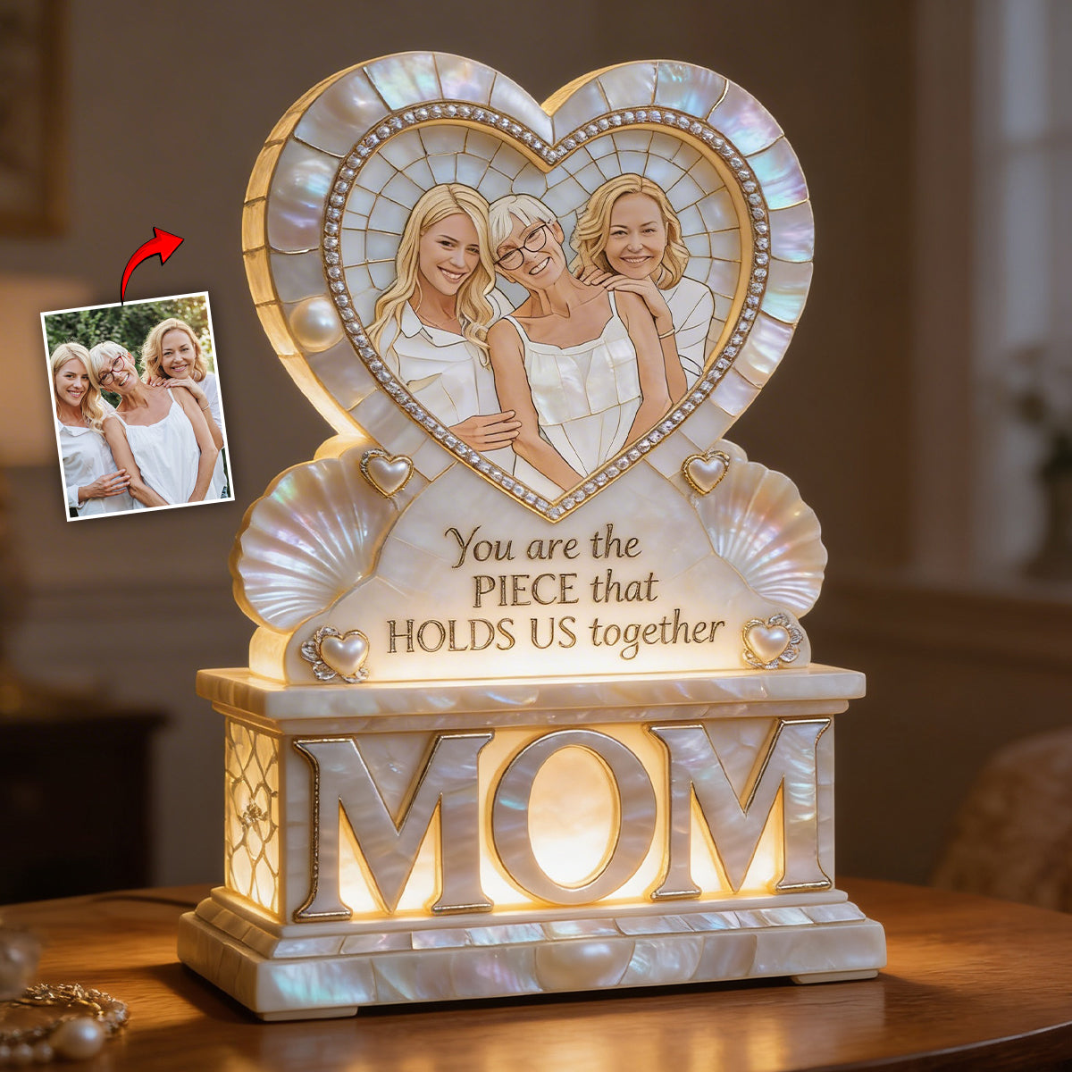 Mom Holds Us Together - Personalized Mother Acrylic LED Night Light
