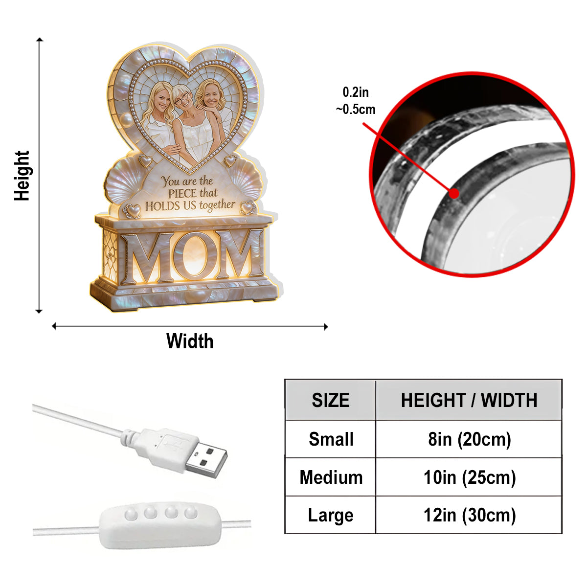 Mom Holds Us Together - Personalized Mother Acrylic LED Night Light