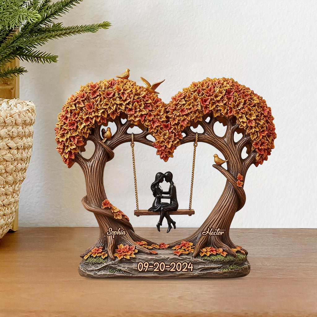 Romantic Love Tree - Personalized Couple Custom Shaped Acrylic Plaque