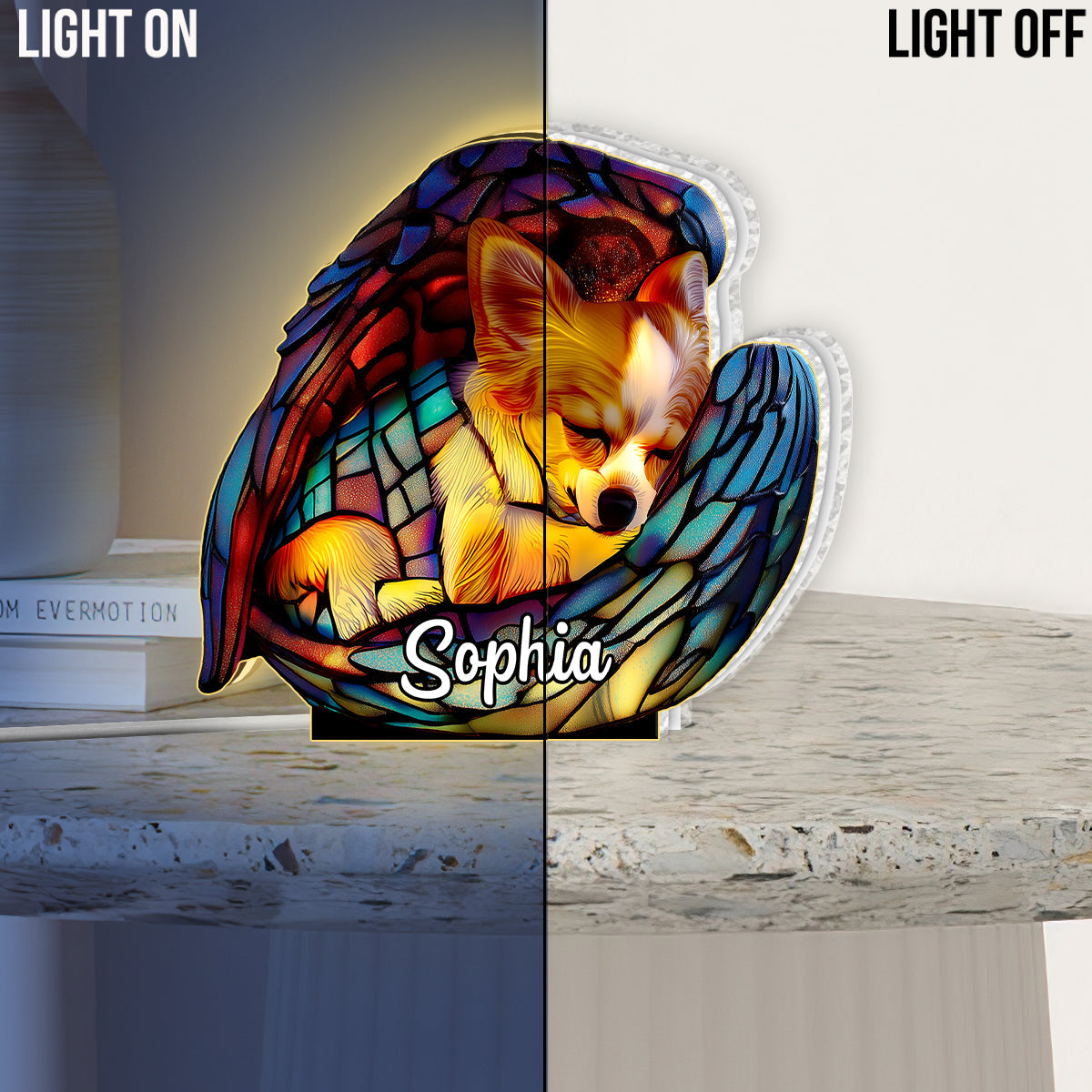 Sleeping Chihuahua - Personalized Dog Acrylic LED Night Light